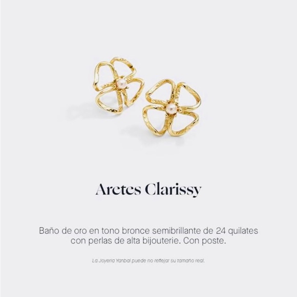 24k Gold-Plated Post Earrings By Yanbal - Aretes Joyas Para Mujer - Picture 4 of 7